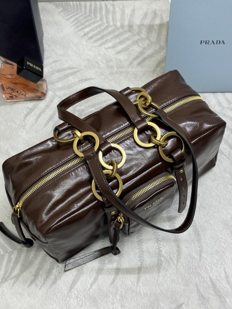 Prada Dangle medium leather top-handle bag Dark Brown 1BB138