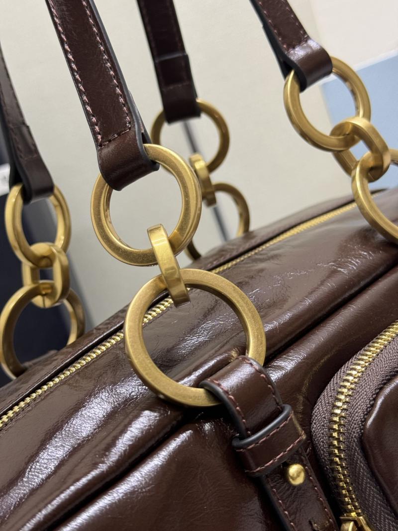 Prada Dangle medium leather top-handle bag Dark Brown 1BB138