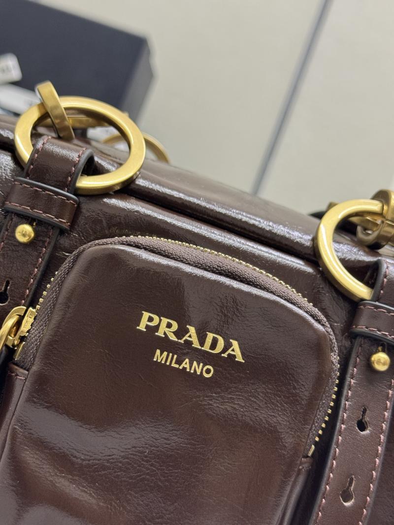 Prada Dangle medium leather top-handle bag Dark Brown 1BB138