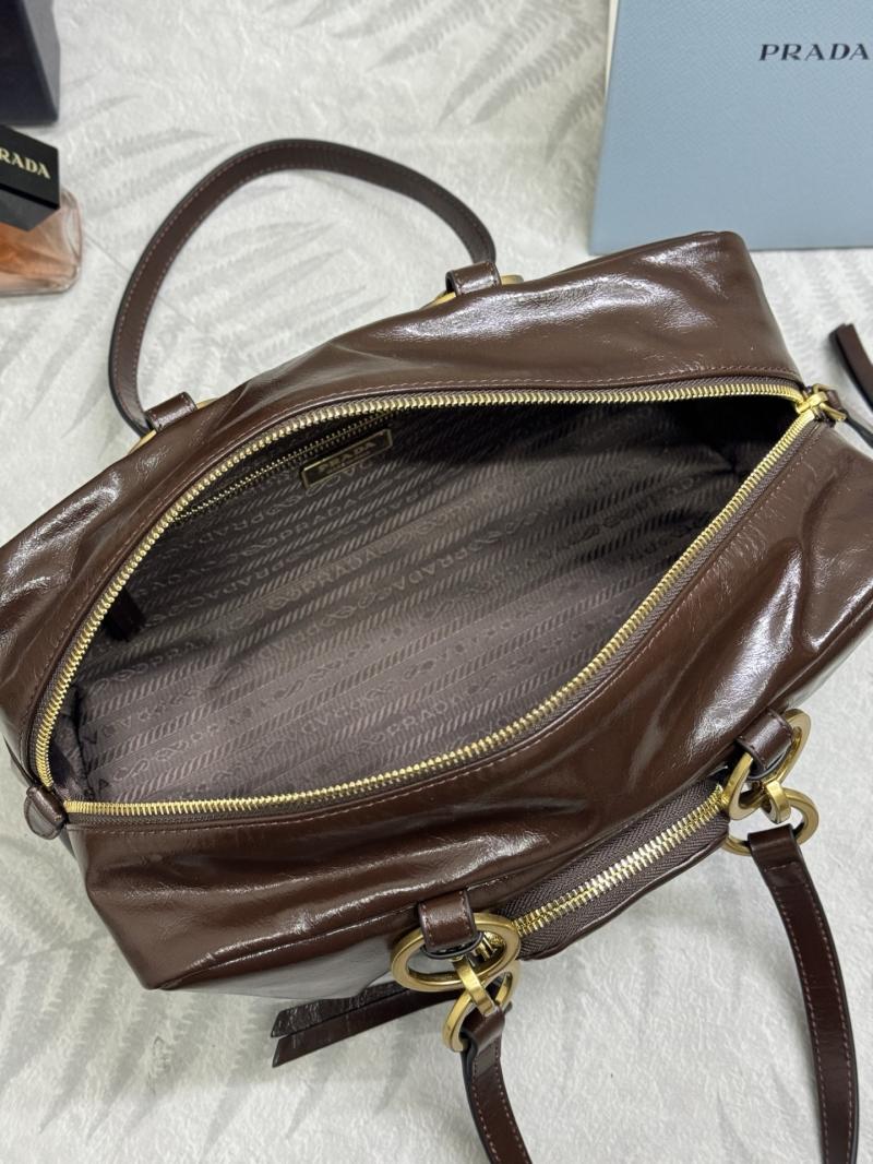 Prada Dangle medium leather top-handle bag Dark Brown 1BB138