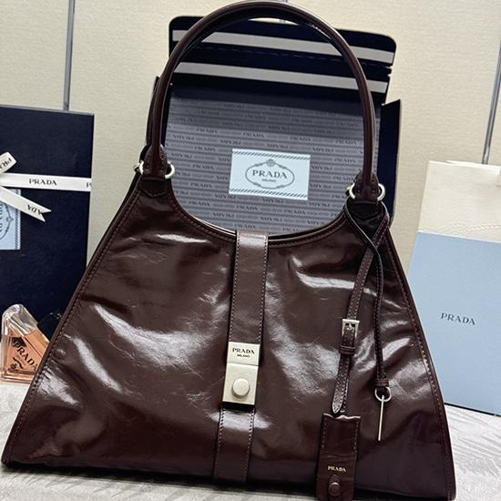 Prada Large leather tote bag Dark Brown 1BG570