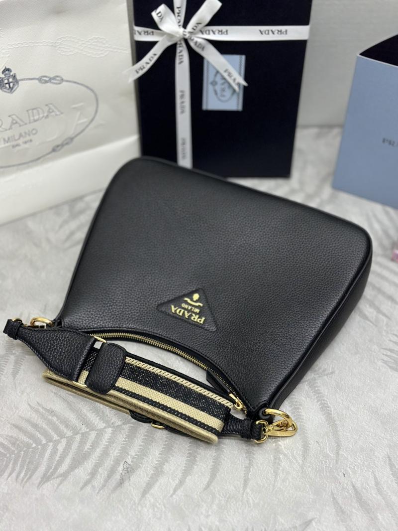 Prada Leather Shoulder Bag Black 1BC178