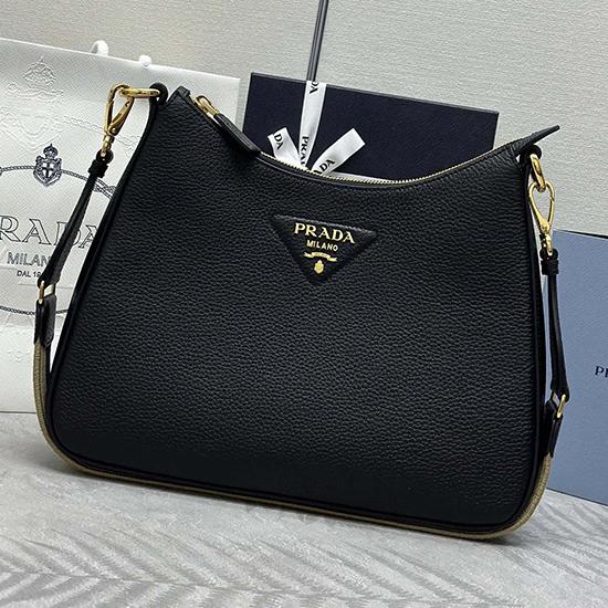 Prada Leather Shoulder Bag Black 1BC178
