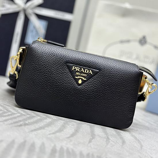 Prada Leather Shoulder Bag Black 1BH194