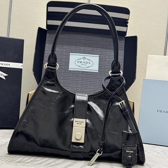 Prada Medium leather tote bag Black 1BG563