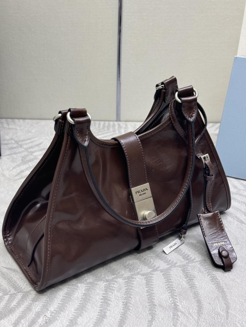 Prada Medium leather tote bag Dark Brown 1BG563