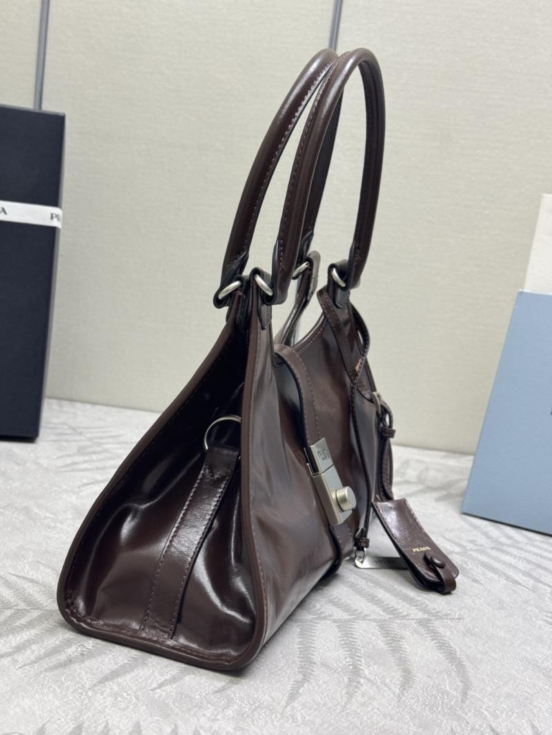 Prada Medium leather tote bag Dark Brown 1BG563
