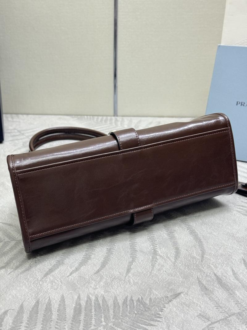 Prada Medium leather tote bag Dark Brown 1BG563