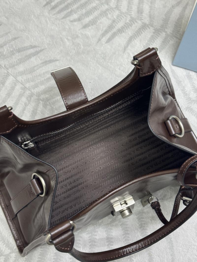 Prada Medium leather tote bag Dark Brown 1BG563