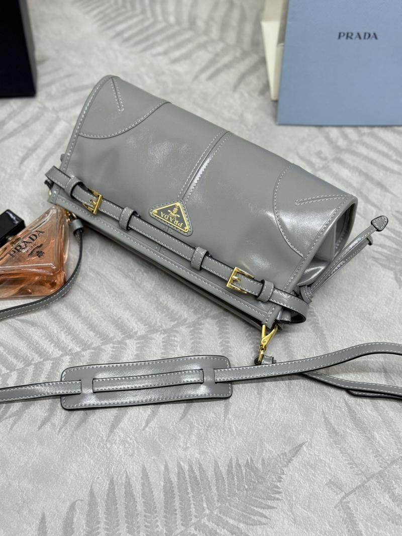 Prada Small leather shoulder bag Grey 1BH215