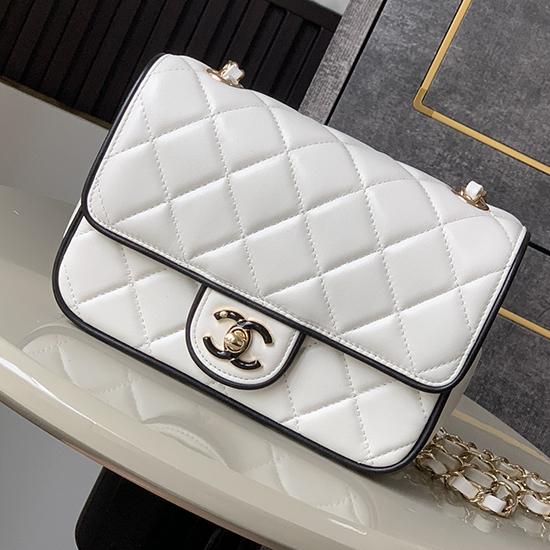 Small Chanel Lambskin Flap Bag White AS5149
