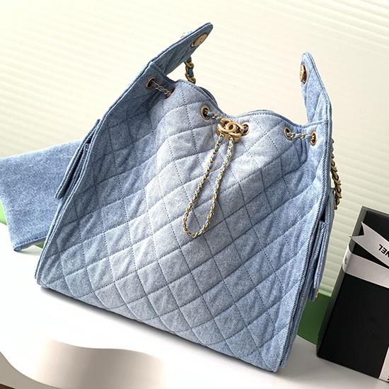 Chanel Denim 25 Medium Handbag Blue AS5311