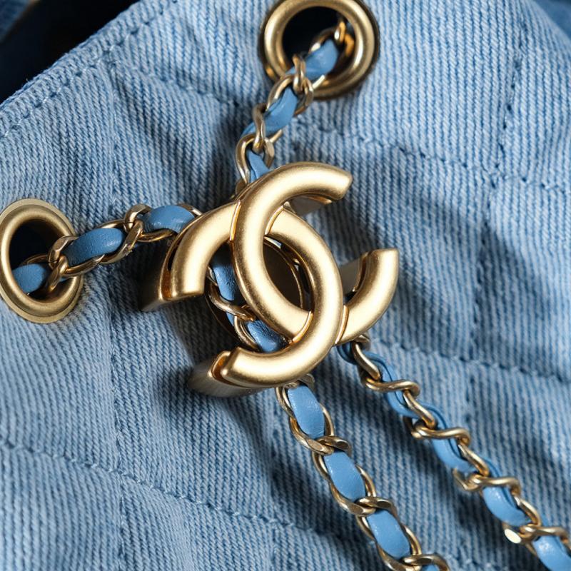 Chanel Denim 25 Small Handbag Blue AS5293