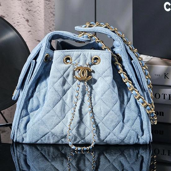 Chanel Denim 25 Small Handbag Blue AS5293