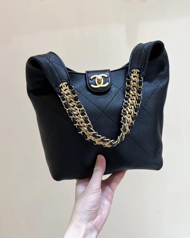Chanel Lambskin Hobo Bag Black AS5403