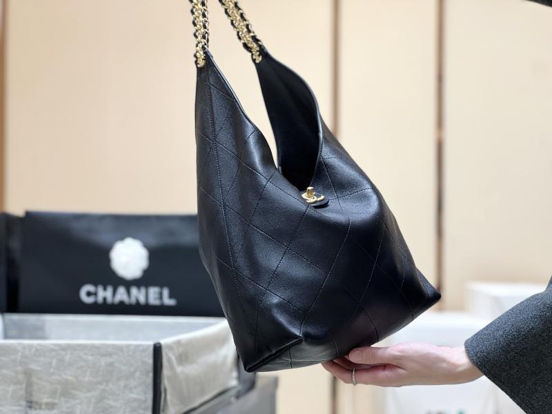 Chanel Lambskin Hobo Bag Black AS5403