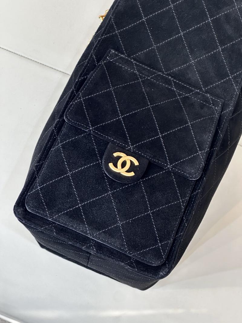 Chanel Suede 25 Medium Handbag Black AS5311