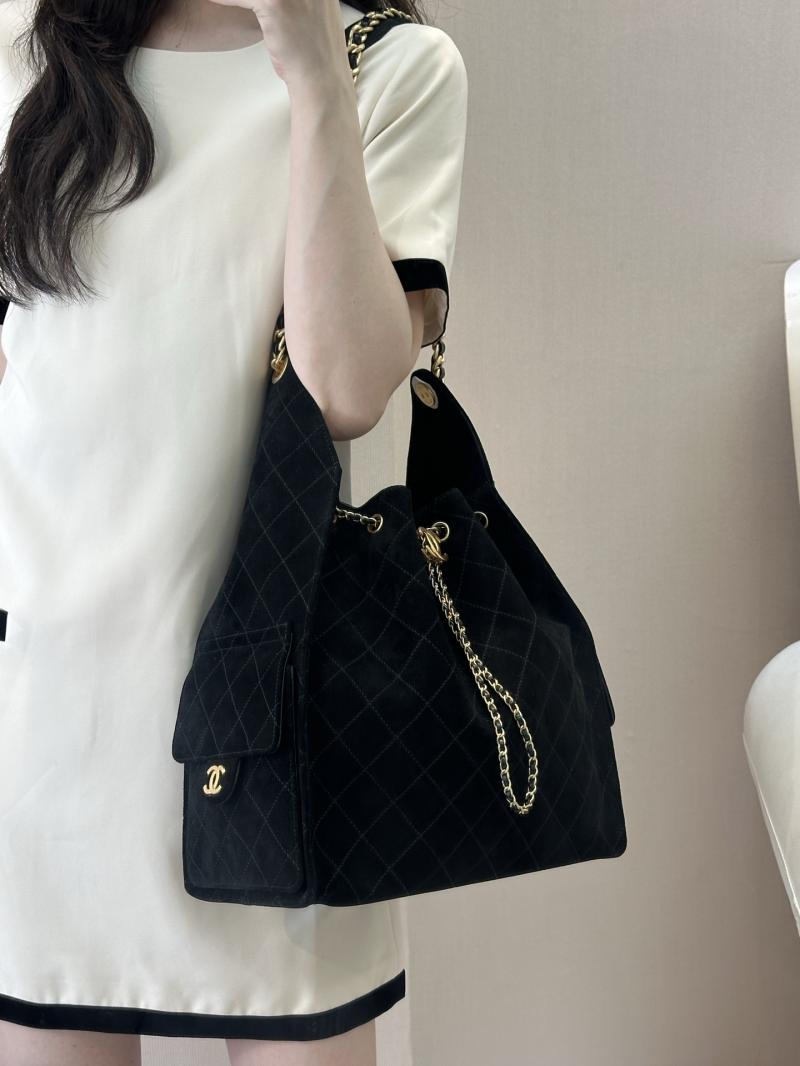 Chanel Suede 25 Medium Handbag Black AS5311