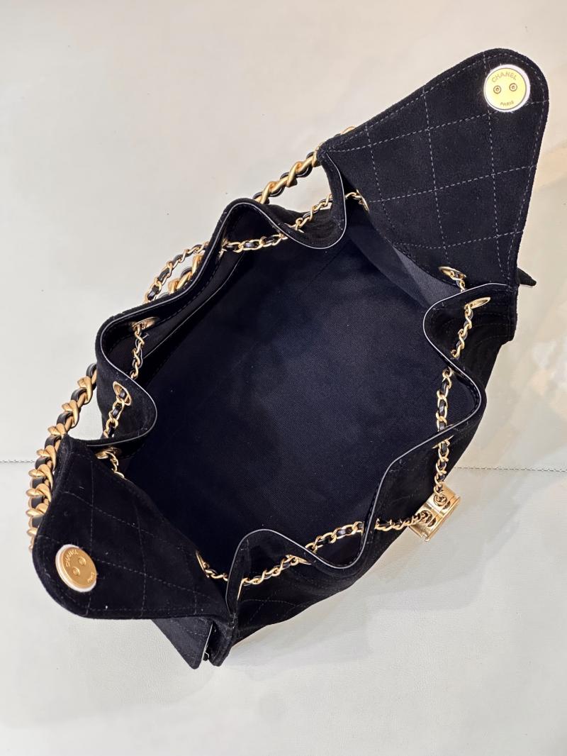 Chanel Suede 25 Medium Handbag Black AS5311