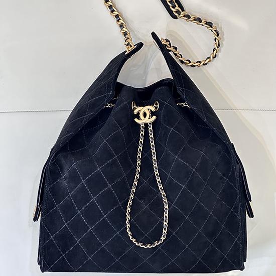 Chanel Suede 25 Medium Handbag Black AS5311