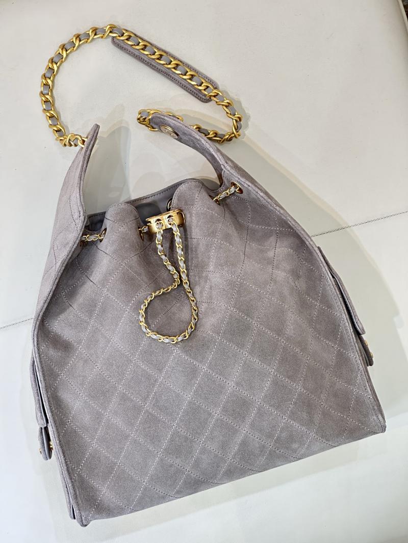 Chanel Suede 25 Medium Handbag Light Grey AS5311