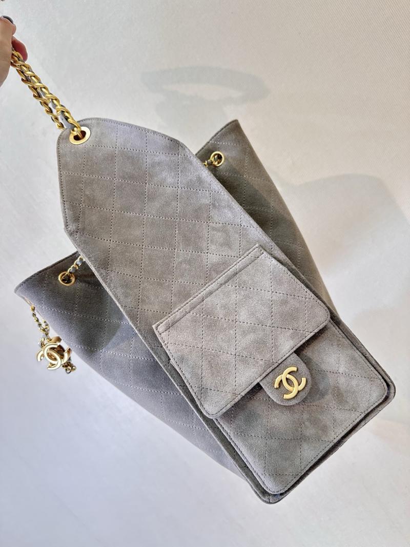 Chanel Suede 25 Medium Handbag Light Grey AS5311