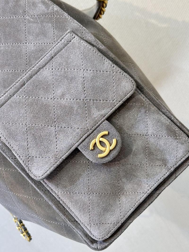 Chanel Suede 25 Medium Handbag Light Grey AS5311