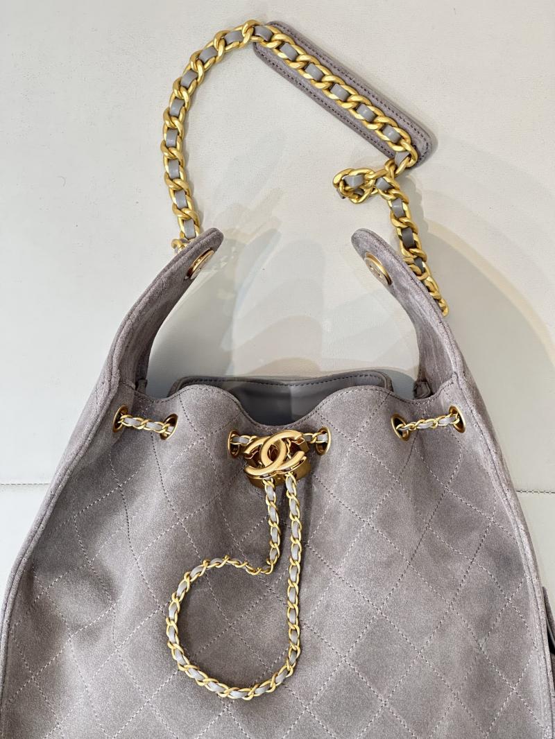 Chanel Suede 25 Medium Handbag Light Grey AS5311