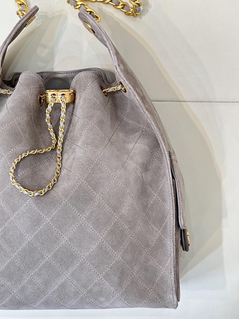 Chanel Suede 25 Medium Handbag Light Grey AS5311