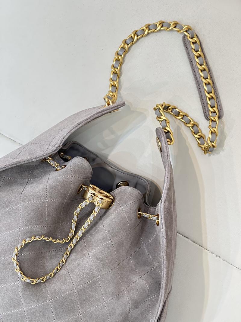 Chanel Suede 25 Medium Handbag Light Grey AS5311