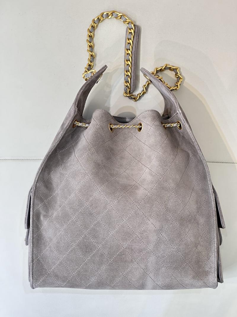 Chanel Suede 25 Medium Handbag Light Grey AS5311