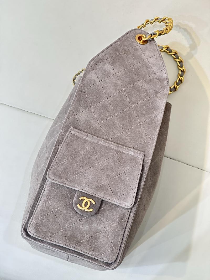 Chanel Suede 25 Medium Handbag Light Grey AS5311