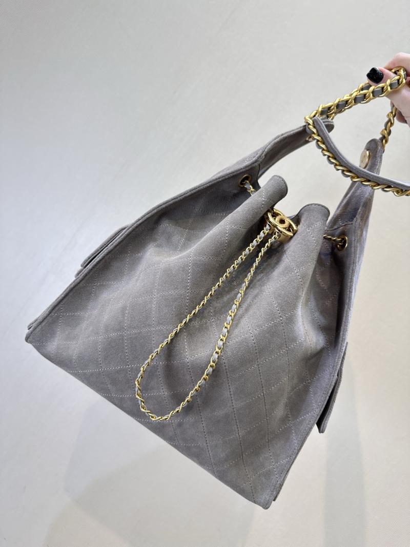 Chanel Suede 25 Medium Handbag Light Grey AS5311