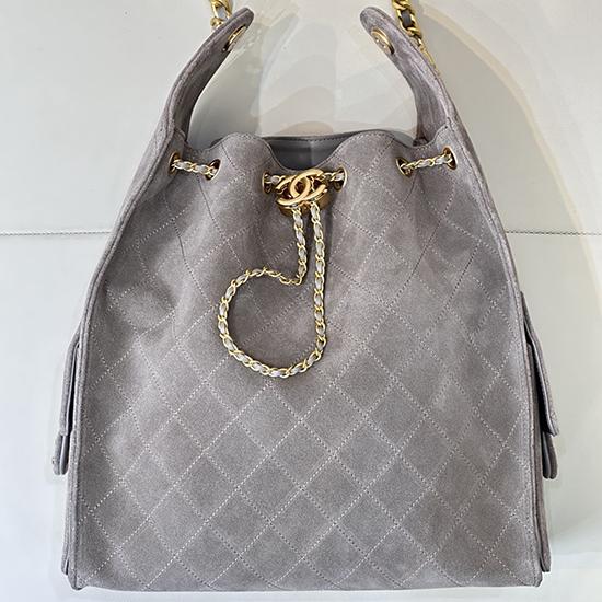 Chanel Suede 25 Medium Handbag Light Grey AS5311