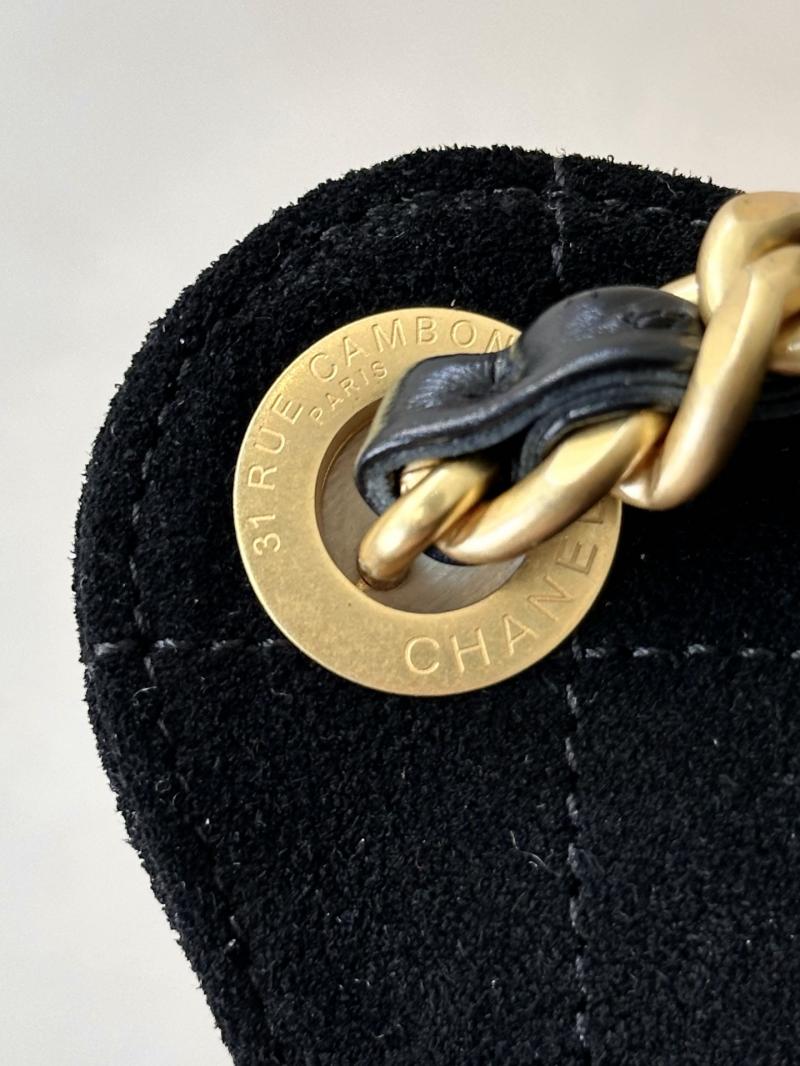 Chanel Suede 25 Small Handbag Black AS2593