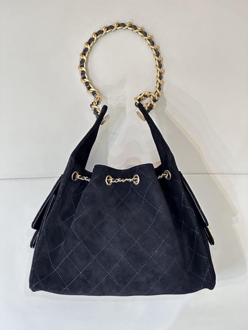 Chanel Suede 25 Small Handbag Black AS2593