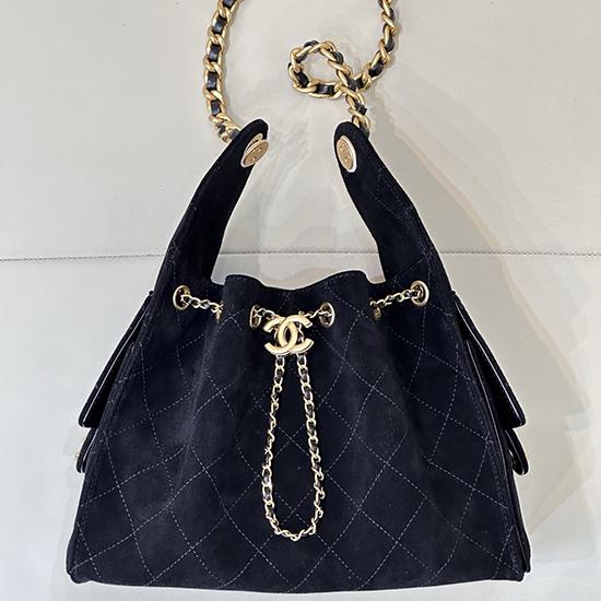 Chanel Suede 25 Small Handbag Black AS2593