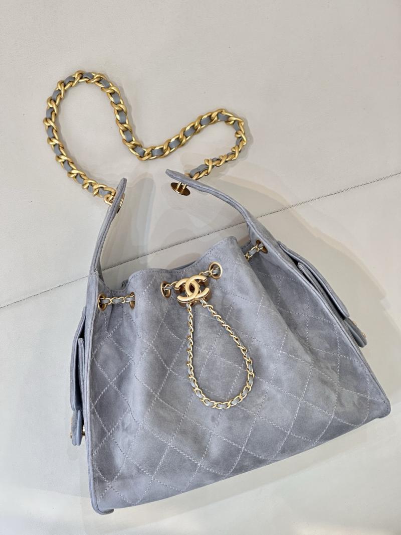 Chanel Suede 25 Small Handbag Grey AS5293
