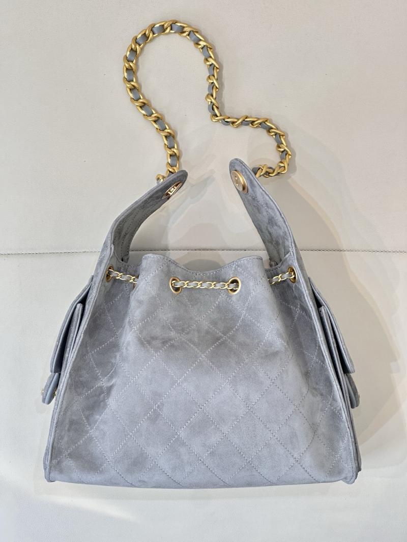 Chanel Suede 25 Small Handbag Grey AS5293