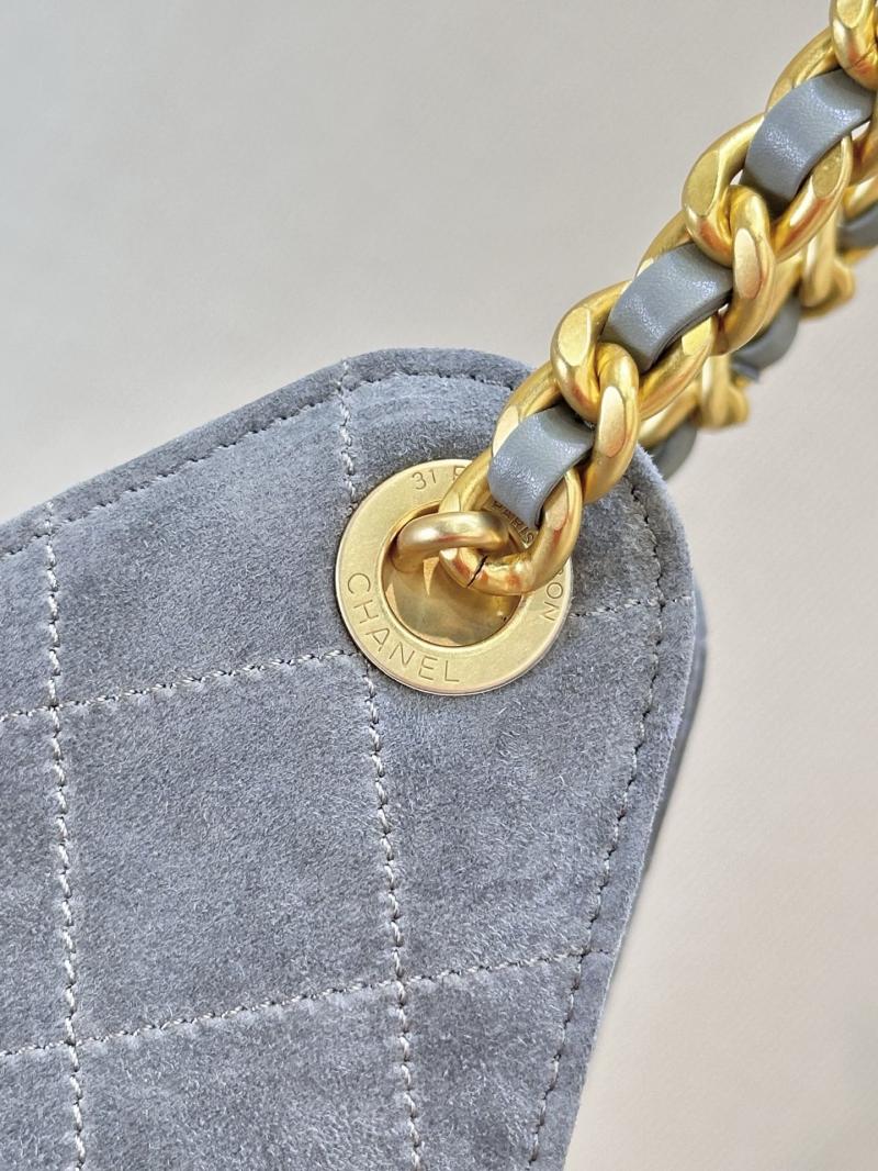 Chanel Suede 25 Small Handbag Grey AS5293
