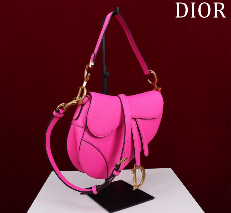 Dior Grained Calfskin Saddle Bag With Strap Rose M0455
