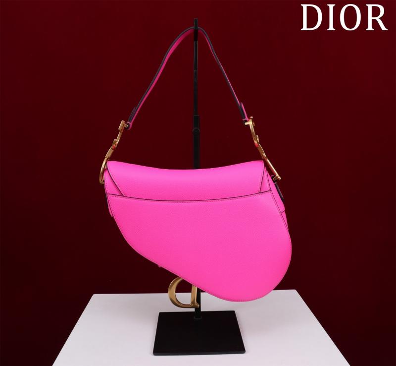 Dior Grained Calfskin Saddle Bag With Strap Rose M0455