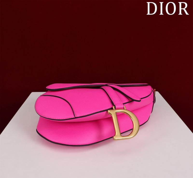 Dior Grained Calfskin Saddle Bag With Strap Rose M0455