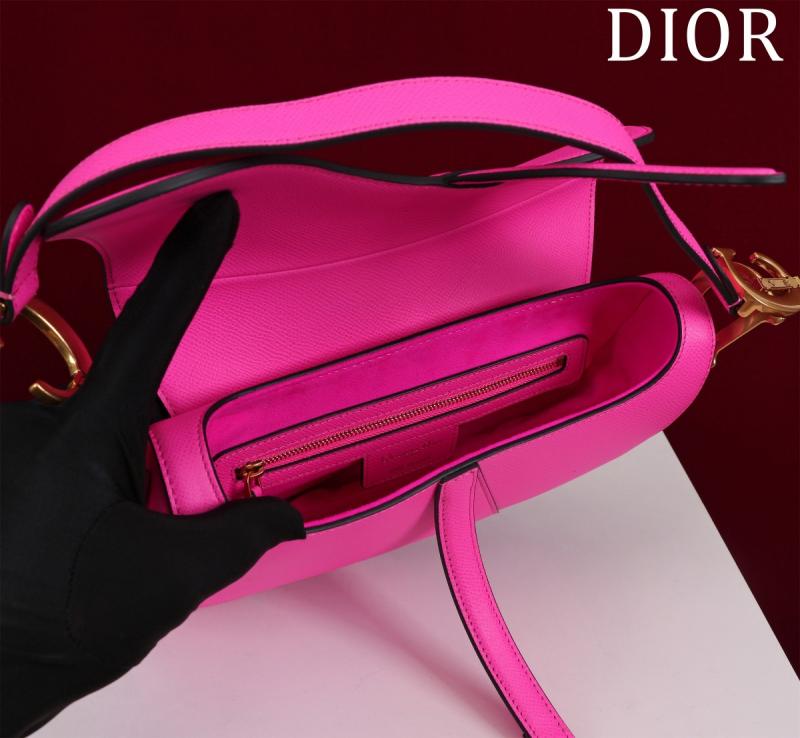 Dior Grained Calfskin Saddle Bag With Strap Rose M0455