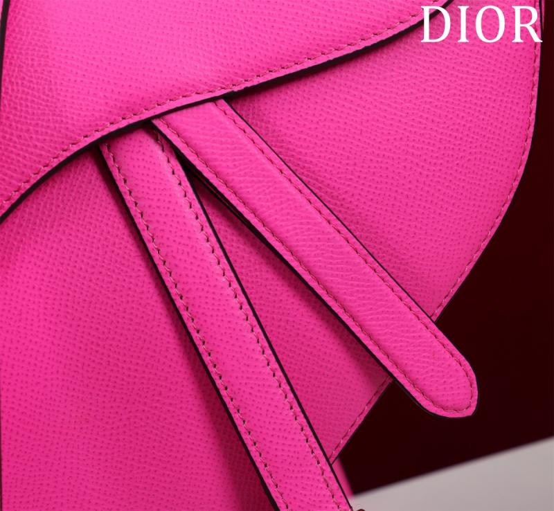 Dior Grained Calfskin Saddle Bag With Strap Rose M0455