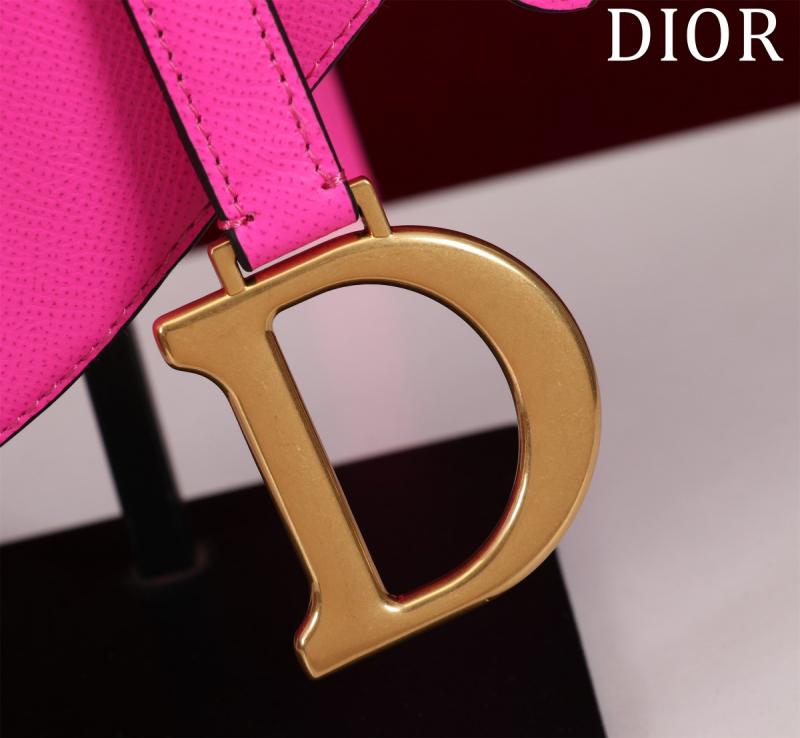 Dior Grained Calfskin Saddle Bag With Strap Rose M0455