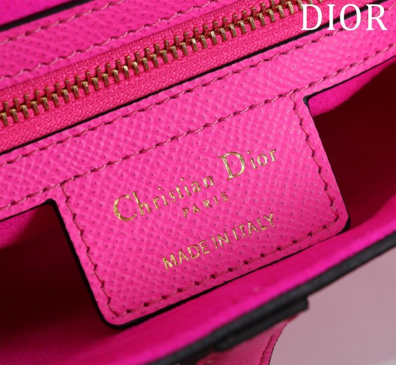 Dior Grained Calfskin Saddle Bag With Strap Rose M0455