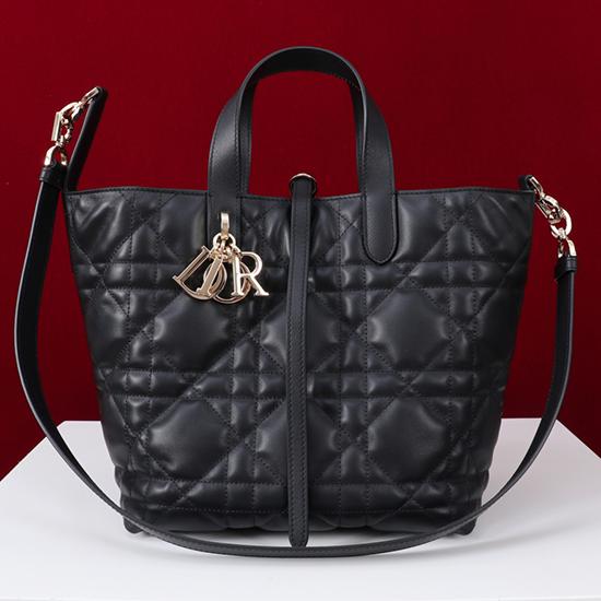 Medium Dior Toujours Vertical Tote Bag Black M2836