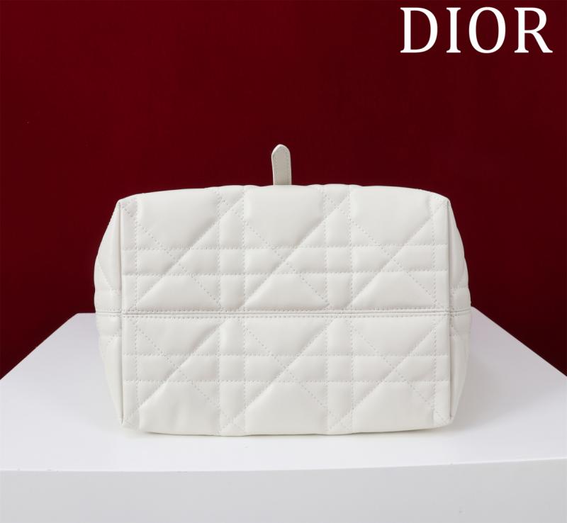 Medium Dior Toujours Vertical Tote Bag White M2836