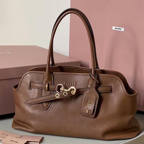 Miu Miu Aventure nappa leather bag Oak 5BG310